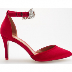 Czółenka z zapięciem wokół kostki - Czerwony. Czerwone czółenka peep toe marki Reserved. Za 199,99 zł.