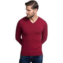 Sweter FABRIZIO SWTR000260. Czerwone swetry męskie Giacomo Conti, m, bez wzorów, z bawełny, polo, bez kaptura. Za 199,00 zł.