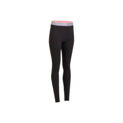 Legginsy fitness kardio 100 damskie. Czarne legginsy damskie do fitnessu marki DOMYOS, l, z elastanu. Za 49,99 zł.