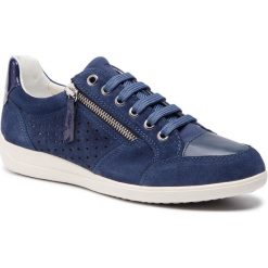 Sneakersy GEOX - D Myria A D9268A 00022 C4000 Blue. Niebieskie półbuty damskie Geox, na co dzień, bez wzorów, z zamszu, bez obcasa, na płaskiej podeszwie, bez zapięcia. W wyprzedaży za 319,00 zł.