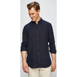 Pierre Cardin - Koszula. Niebieskie koszule męskie Pierre Cardin, bez wzorów, ze lnu, klasyczne, z klasycznym kołnierzykiem, z długim rękawem. Za 379,90 zł.