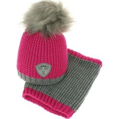 Czapka dziecięca z kominkiem CZ+k 047C różowo-szara r. 46-48. Czerwone czapeczki niemowlęce Proman. Za 62,96 zł.