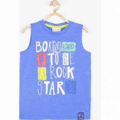 Koszulka. Niebieskie t-shirty chłopięce ROCK STAR, z aplikacjami, z elastanu, bez rękawów. Za 42,90 zł.