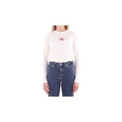 T-shirty z długim rękawem Calvin Klein Jeans J20J211804. Białe t-shirty damskie Calvin Klein Jeans, s, bez wzorów, z jeansu, bez kołnierzyka. Za 293,87 zł.