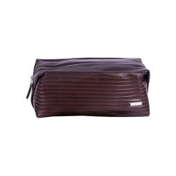 Kosmetyczki damskie: Skórzana kosmetyczka w kolorze brązowym – (S)28 x (W)16 x (G)12 cm
