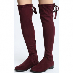 Bordowe Kozaki Gracing. Czerwone buty zimowe damskie marki Born2be, z materiału, z okrągłym noskiem, na obcasie. Za 139,99 zł.
