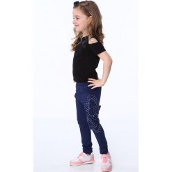 Legginsy dziewczęce: Legginsy z motylkami granatowe NDZ8689