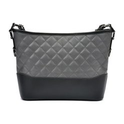 Torebki klasyczne damskie: Skórzana torebka w kolorze szaro-czarnym – (S)22,5 x (W)34 x (G)8,5 cm