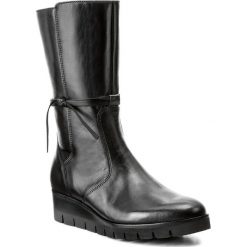 Kozaki GABOR - 71.862.27 Schwarz. Czarne buty zimowe damskie marki Gabor, z materiału, przed kolano, na wysokim obcasie. W wyprzedaży za 399,00 zł.