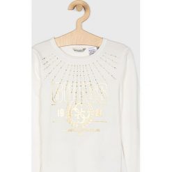 Guess Jeans - Longsleeve dziecięcy 118 - 175 cm. Białe bluzki dziewczęce Guess Jeans, z nadrukiem, z elastanu, z okrągłym kołnierzem, z długim rękawem, długie, bez kaptura. Za 99,90 zł.