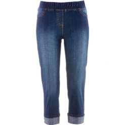 Jegginsy 3/4 bonprix ciemny denim. Niebieskie jeansy damskie bonprix, bez wzorów, z jeansu. Za 74,99 zł.