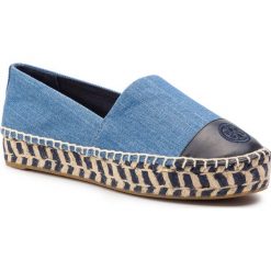 Espadryle TORY BURCH - Color Block Platform Espadrille 56477 Denim Chambry/ Perfect Navy 435. Niebieskie espadryle damskie Tory Burch, bez wzorów, ze skóry, bez obcasa, na płaskiej podeszwie. W wyprzedaży za 499,00 zł.
