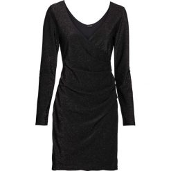 Sukienka kopertowa z lureksową nitką bonprix czarny. Czarne sukienki damskie bonprix, bez wzorów, z dekoltem w serek, bez rękawów, kopertowe. Za 109,99 zł.