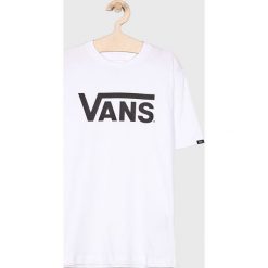 Vans - T-shirt dziecięcy. Białe t-shirty chłopięce Vans, z nadrukiem, z bawełny, bez rękawów. Za 79,90 zł.
