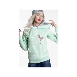 Bluzy damskie: Bluza Palms and Flamingo- Mięta ( kaptur)