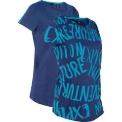 Shirt bawełniany sportowy (2 szt.), krótki rękaw bonprix kobaltowy. Niebieskie bluzki sportowe damskie bonprix, bez wzorów, z bawełny, bez kołnierzyka, z krótkim rękawem, krótkie, bez kaptura. Za 75,98 zł.