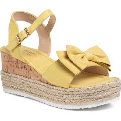 Espadryle JENNY FAIRY - WSHT855-07 Yellow. Żółte espadryle damskie Jenny Fairy, z aplikacjami, z tworzywa sztucznego, bez obcasa, na obcasie. Za 79,99 zł.
