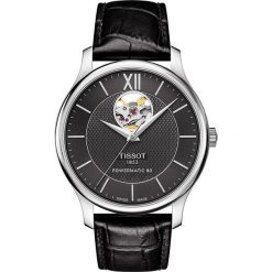 PROMOCJA ZEGAREK TISSOT Tradition Automatic Open Heart T063.907.16.058.00. Czarne zegarki męskie marki TISSOT, ze stali. W wyprzedaży za 2464,00 zł.
