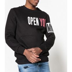 Bluza z okrągłym dekoltem i nadrukiem. Czarne bluzy męskie rozpinane marki La Redoute Collections, l, z nadrukiem, z bawełny, z długim rękawem, długie. Za 88,16 zł.
