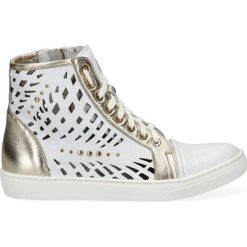 BIAŁE złote sneakersy Z AŻUREM I ĆWIEKAMI. Białe trampki i tenisówki damskie Arturo Vicci, ze skóry. Za 169,00 zł.