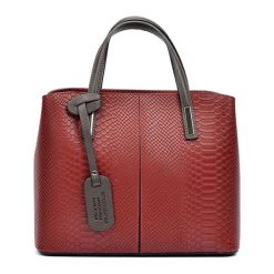Torebki klasyczne damskie: Skórzana torebka w kolorze czerwonym – (S)25 x (W)31 x (G)14 cm