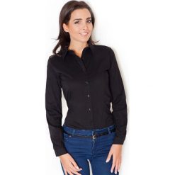 Czarne Eleganckie Body z Długim Rękawem. Czarne podkoszulki damskie Molly.pl, s, bez wzorów, z elastanu, eleganckie, z koszulowym kołnierzykiem, z długim rękawem. Za 95,90 zł.