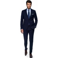 Garnitur cornet 311 granatowy slim fit. Niebieskie garnitury męskie Recman, bez wzorów. Za 1149,00 zł.