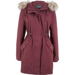 Parka bawełniana ze sztucznym futerkiem bonprix czerwony klonowy. Czerwone kurtki damskie bonprix, bez wzorów, z bawełny, bez kaptura. Za 179,99 zł.