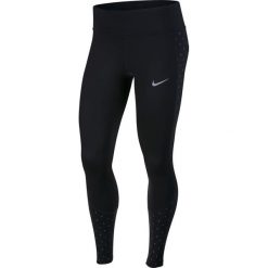 Legginsy Nike Racer Tight W Czarne. Czarne spodnie damskie Nike, z nadrukiem, do biegania. Za 129,99 zł.