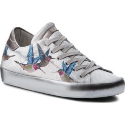 Tenisówki PHILIPPE MODEL - Paris Lamine CELD BM02 Tropical Birds Argent. Szare półbuty damskie marki Philippe Model, bez wzorów, z gumy, bez zapięcia. W wyprzedaży za 859,00 zł.