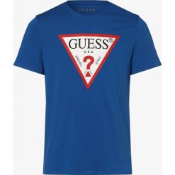 Guess Jeans - T-shirt męski, niebieski. Niebieskie t-shirty męskie Guess Jeans, m, z nadrukiem, z bawełny, bez kołnierzyka. Za 139,95 zł.