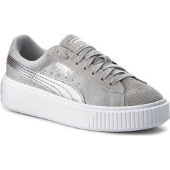 Sneakersy PUMA - Suede Platform Safari 364594 02 Quarry/Quarry. Szare półbuty damskie Puma, na co dzień, bez wzorów, z zamszu, bez obcasa, na koturnie, bez zapięcia. W wyprzedaży za 199,99 zł.