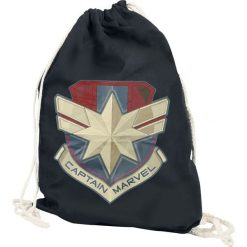 Captain Marvel Logo Torba treningowa czarny. Czarne plecaki męskie Captain Marvel, z motywem z bajki. Za 54,90 zł.