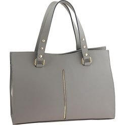 Torebki klasyczne damskie: Skórzana torebka w kolorze szarym – 36 x 27 x 14 cm