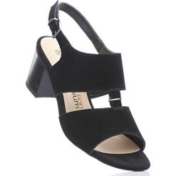 Sandały skórzane bonprix czarny. Czarne sandały damskie bonprix, bez wzorów, eleganckie, bez obcasa, na obcasie, ze sprzączką. Za 89,99 zł.