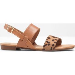 Sandały bonprix wielbłądzia wełna leo. Pomarańczowe sandały damskie bonprix, w paski, z wełny, bez obcasa, z paskami. Za 54,99 zł.