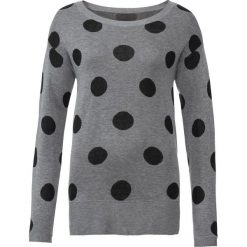 Swetry damskie: Sweter w grochy bonprix szary w grochy