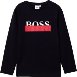 Boss - Longsleeve dziecięcy 164-176 cm. Niebieskie t-shirty chłopięce Boss, z nadrukiem, z dzianiny, z długim rękawem. Za 239,90 zł.