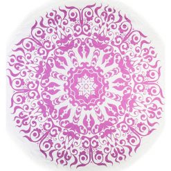 Chusty damskie: Chusta hammam w kolorze różowo-białym – Ø 150 cm