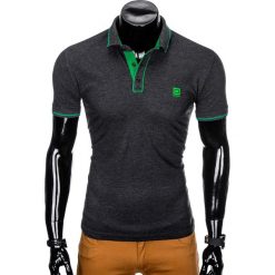 KOSZULKA MĘSKA POLO BEZ NADRUKU S920 - GRAFITOWA. Szare koszulki polo męskie marki Ombre Clothing, s, z nadrukiem. Za 49,00 zł.