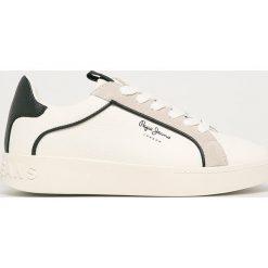 Pepe Jeans - Buty skórzane Brixton. Białe buty sportowe damskie Pepe Jeans, bez wzorów, z jeansu, sportowe. Za 329,90 zł.