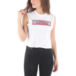 Vans Podkoszulek Biały. Białe podkoszulki damskie Vans, l, z nadrukiem, z bawełny. Za 137,95 zł.