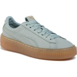 Sneakersy PUMA - Platform Premium Logo Wn's 36992102 02 Gray Mist/Puma Team Gold. Niebieskie półbuty damskie Puma, bez wzorów, ze skóry ekologicznej, bez obcasa, na płaskiej podeszwie, bez zapięcia. W wyprzedaży za 309,99 zł.