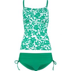 Tankini (2 części) bonprix zielono-biały wzorzysty. Zielone stroje kąpielowe damskie marki bonprix, bez wzorów. Za 124,99 zł.