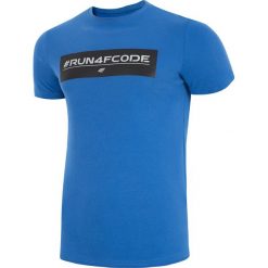 T-shirt męski TSM008z - kobalt. Szare koszulki męskie marki 4f, na zimę, m, z nadrukiem, z materiału, bez kołnierzyka, krótkie. W wyprzedaży za 49,99 zł.