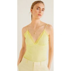 Mango - Top Verdie. Zielone bluzki damskie Mango, s, bez wzorów, z elastanu, bez kołnierzyka. Za 79,90 zł.
