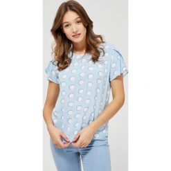 Bluzka koszulowa w grochy. Bluzki damskie Moodo, xxl, w grochy, z wiskozy, z koszulowym kołnierzykiem, bez rękawów. Za 39,99 zł.