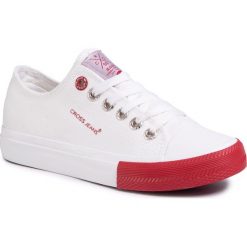 Trampki CROSS JEANS - FF2R4067C White. Białe półbuty damskie Cross Jeans, na co dzień, bez wzorów, z jeansu, bez obcasa, na płaskiej podeszwie, bez zapięcia. Za 99,00 zł.