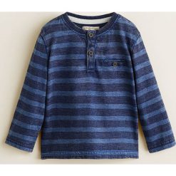 Mango Kids - Longsleeve dziecięcy Stripy 80-104 cm. Niebieskie t-shirty chłopięce Mango Kids, z nadrukiem, z bawełny, bez rękawów. W wyprzedaży za 19,90 zł.