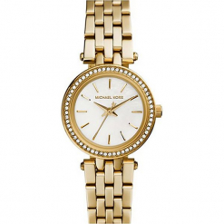Zegarek kwarcowy "Darci" w kolorze złotym. Żółte, analogowe zegarki damskie Michael Kors, ze stali. W wyprzedaży za 454,95 zł.